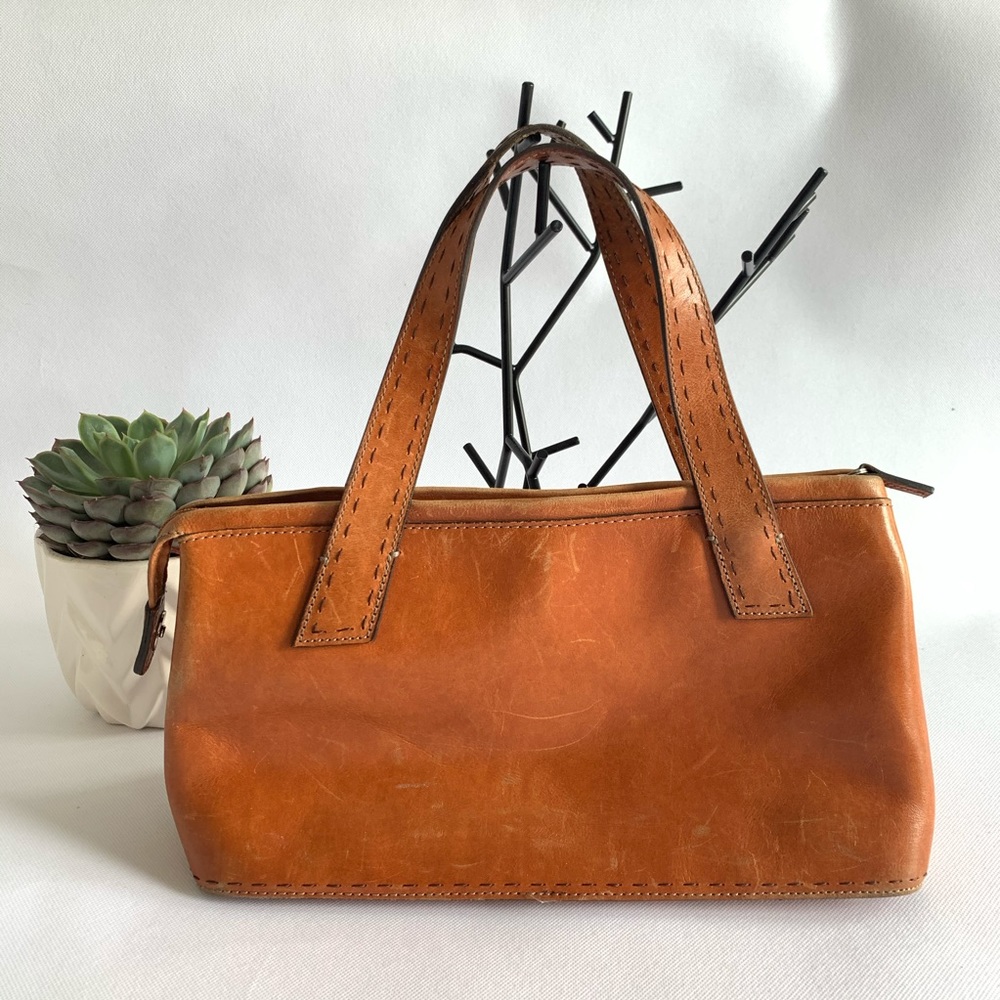 FOSSIL 1954 ZB9095 brown Leather Satchel Zip Tote